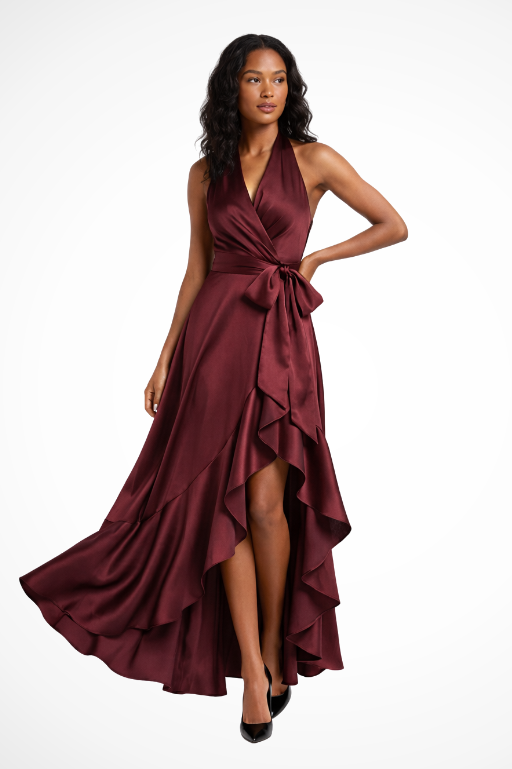 Isabelle Laurent | Satin Halter Maxi Dress For Women