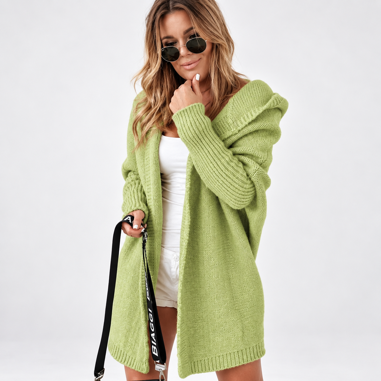 Isla Turner | Oversized Hooded Knit Cardigan
