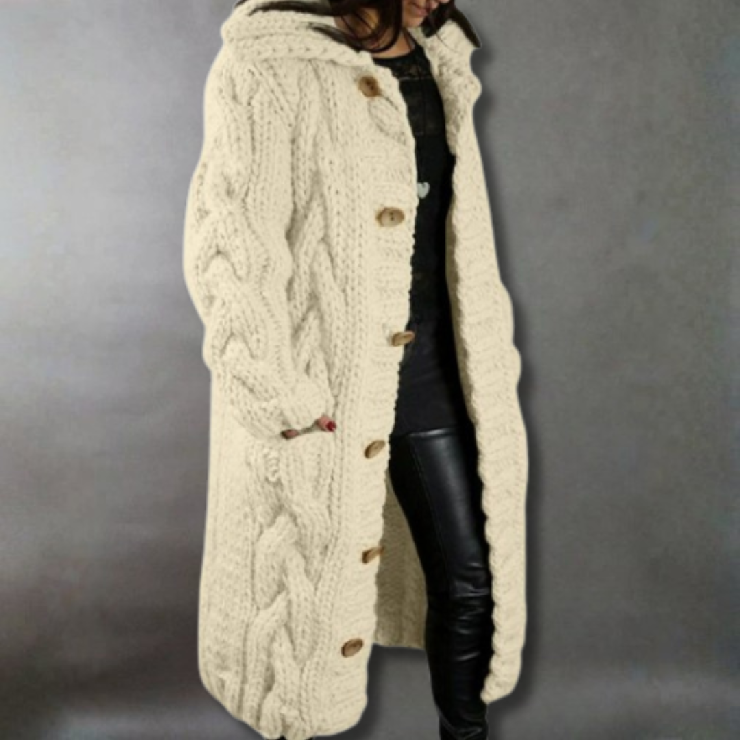 Naomi Pargeter | Chunky Cable Knit Coat With Hood