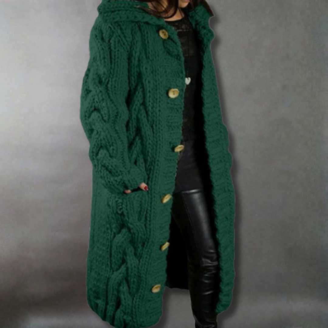 Naomi Pargeter | Chunky Cable Knit Coat With Hood