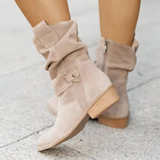 Matilda Jones | Slouchy Faux Suede Ankle Boots in Taupe