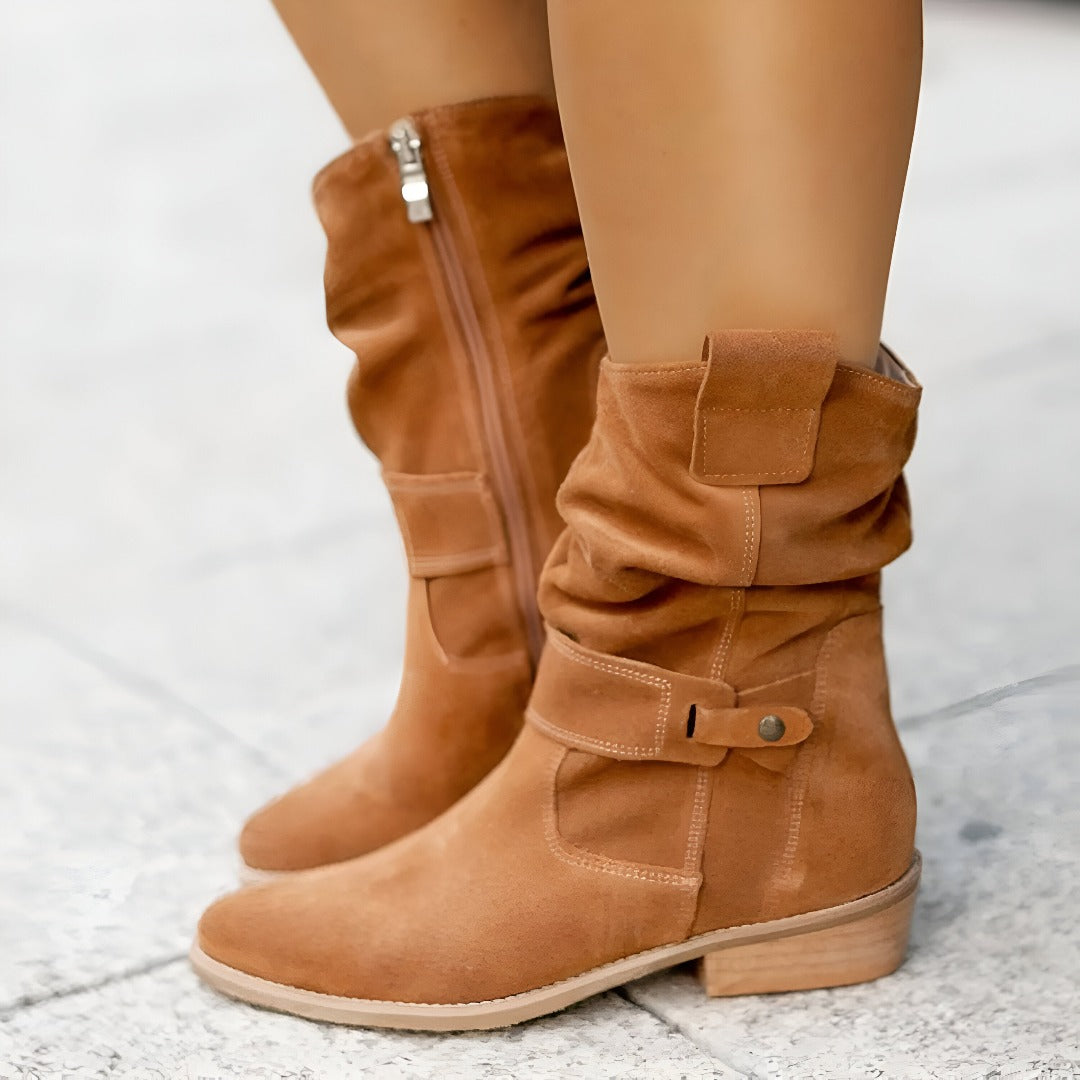 Matilda Jones | Slouchy Faux Suede Ankle Boots in Taupe