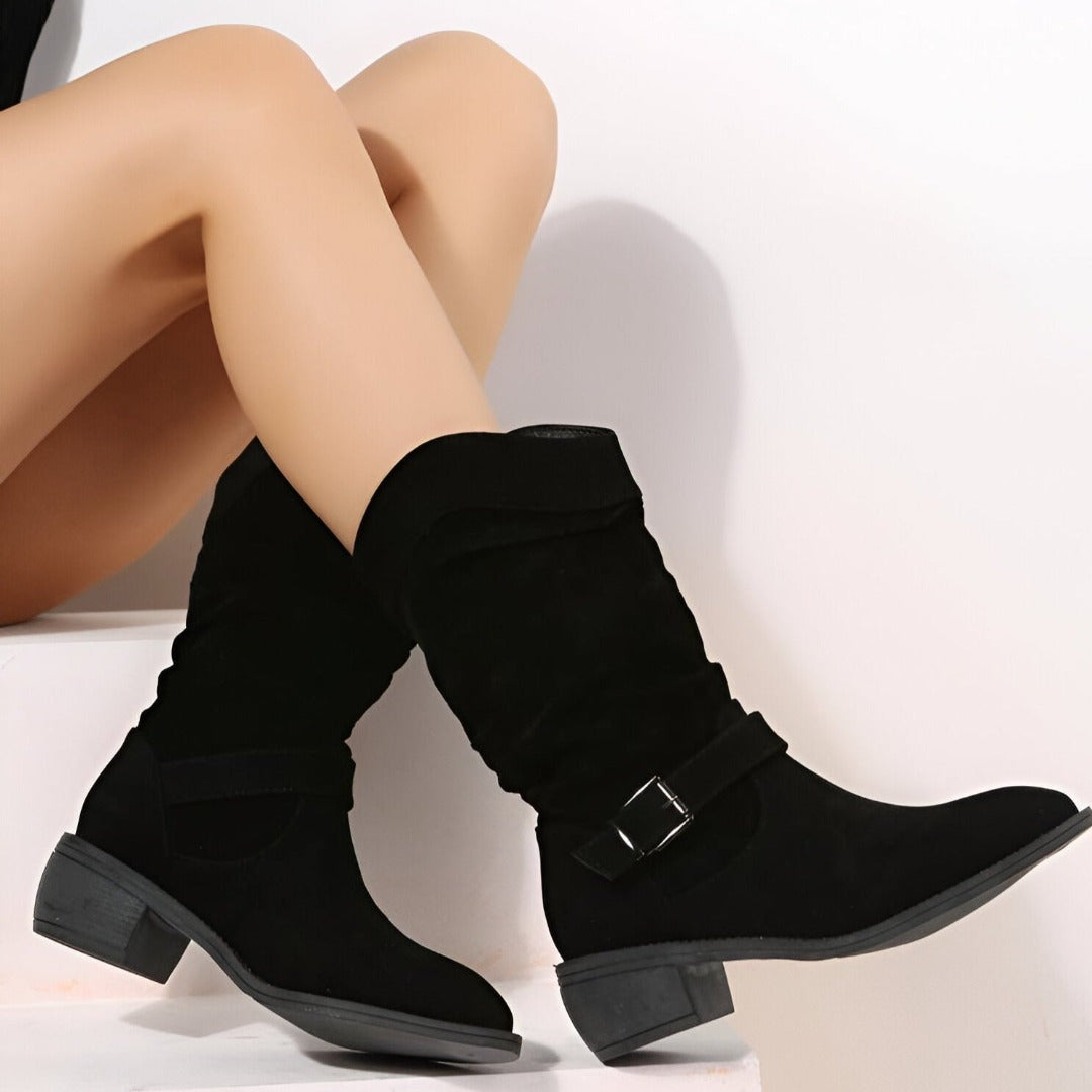 Matilda Jones | Slouchy Faux Suede Ankle Boots in Taupe