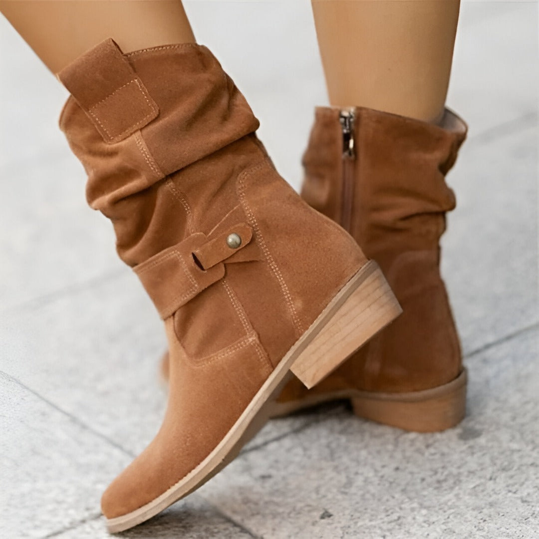 Matilda Jones | Slouchy Faux Suede Ankle Boots in Taupe