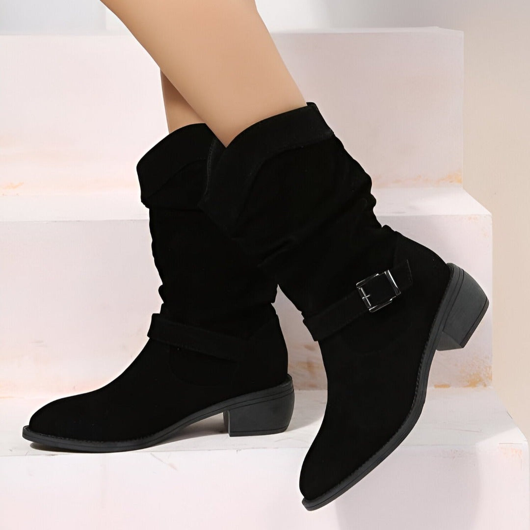Matilda Jones | Slouchy Faux Suede Ankle Boots in Taupe
