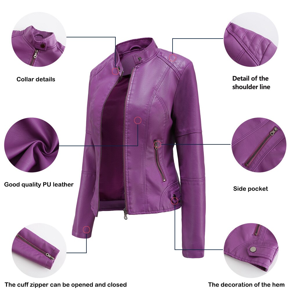Dominique Ferrara | Slim Fit Black Faux Leather Biker Jacket