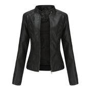 Dominique Ferrara | Slim Fit Black Faux Leather Biker Jacket