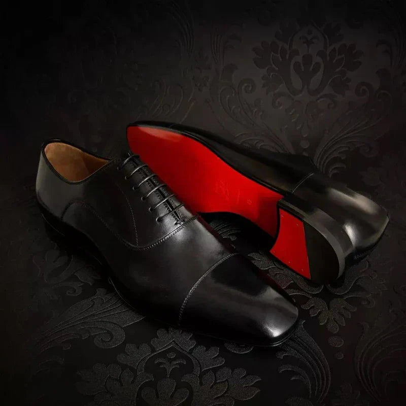 Dorian Whitfield | Navy Blue Oxford Cap Toe Dress Shoes for Men