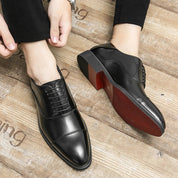 Dorian Whitfield | Navy Blue Oxford Cap Toe Dress Shoes for Men