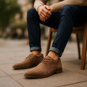 Bastian Renoire | Brown Suede Lace-Up Oxford Shoes for Men