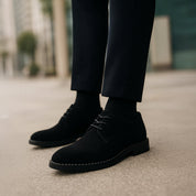 Bastian Renoire | Brown Suede Lace-Up Oxford Shoes for Men
