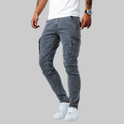 Leonardo Vieri | Slim Fit Grey Cargo Jeans for Men