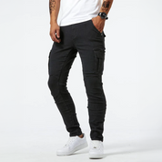 Leonardo Vieri | Slim Fit Grey Cargo Jeans for Men
