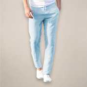 Luca Bellini | White Linen Drawstring Trousers for Men