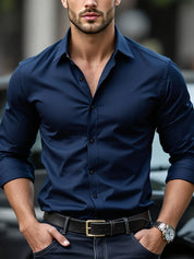 Bastian Fontaine | Slim Fit Blue Business Shirt for Men