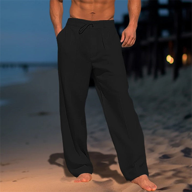 Luca Bellini | Relaxed Linen Beach Trousers For Men
