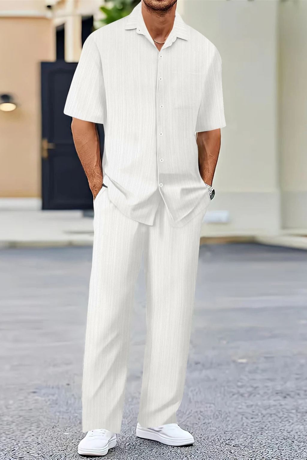 Dorian Ashworth | Black Stripe Relaxed Co-Ord Set for Men