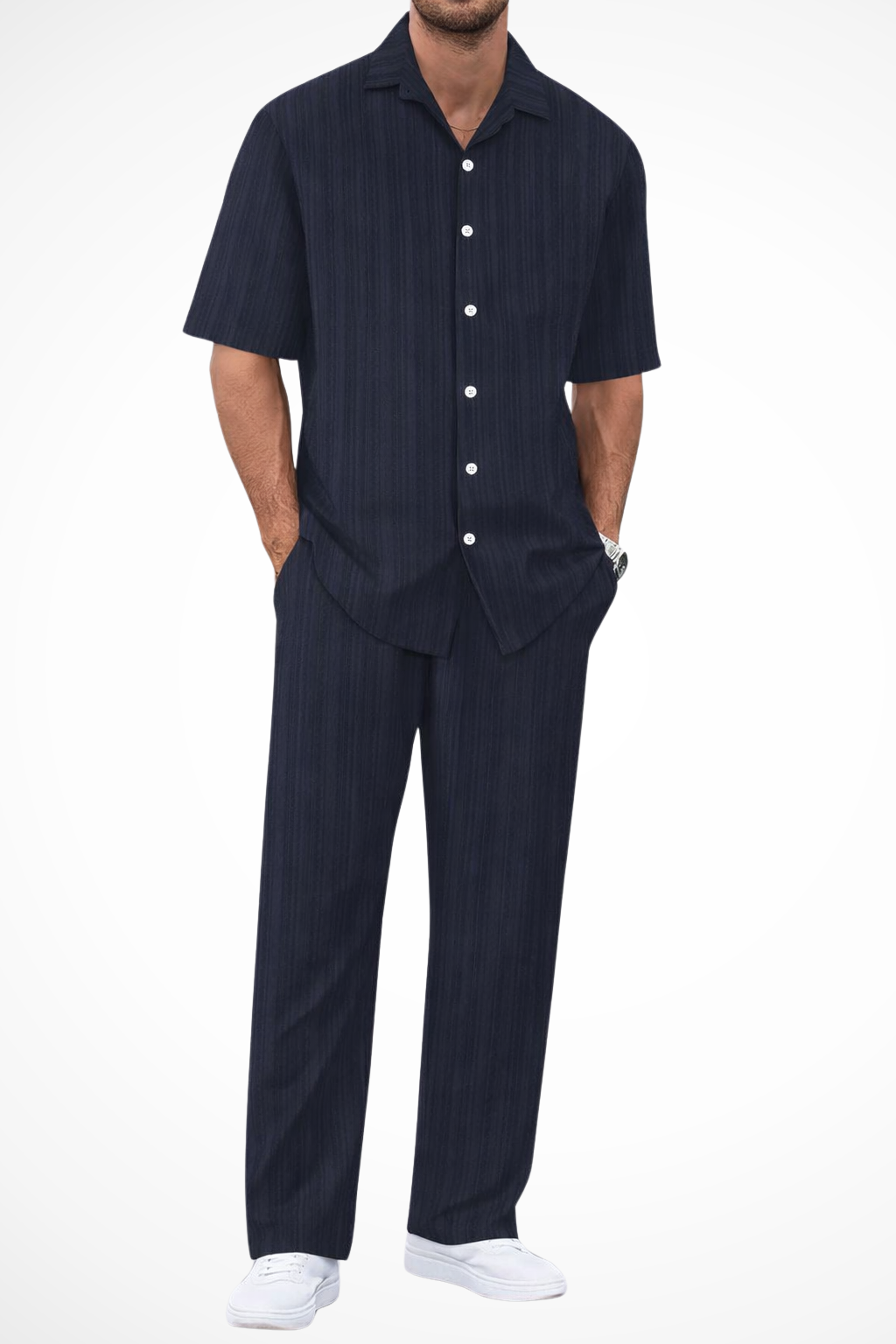 Dorian Ashworth | Black Stripe Relaxed Co-Ord Set for Men