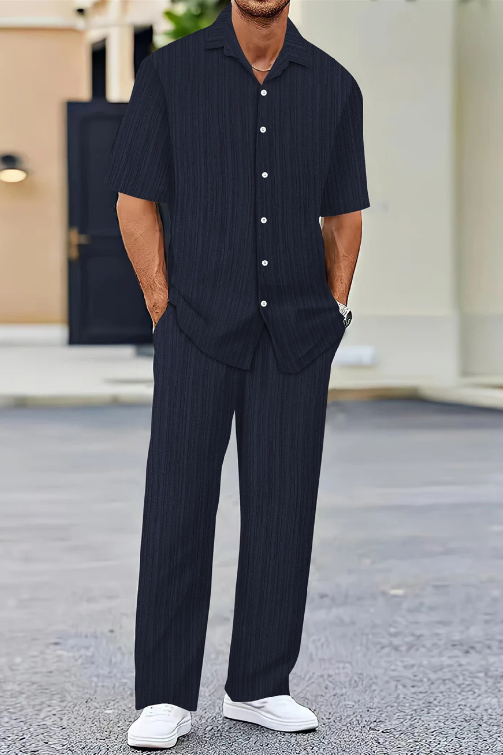 Dorian Ashworth | Black Stripe Relaxed Co-Ord Set for Men