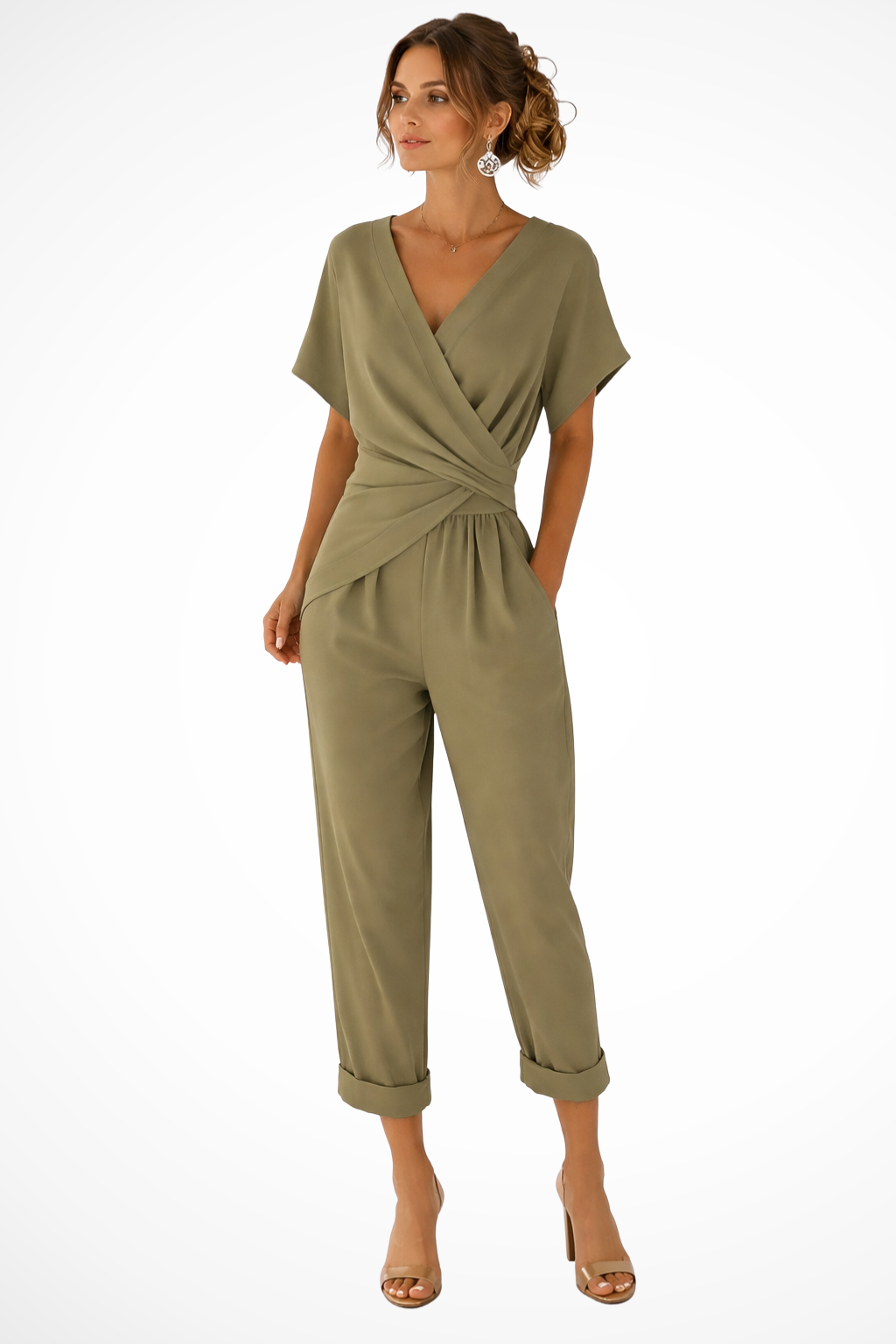 Lucienne Moreau | Dusty Blue Wrap-Front Jumpsuit for Women