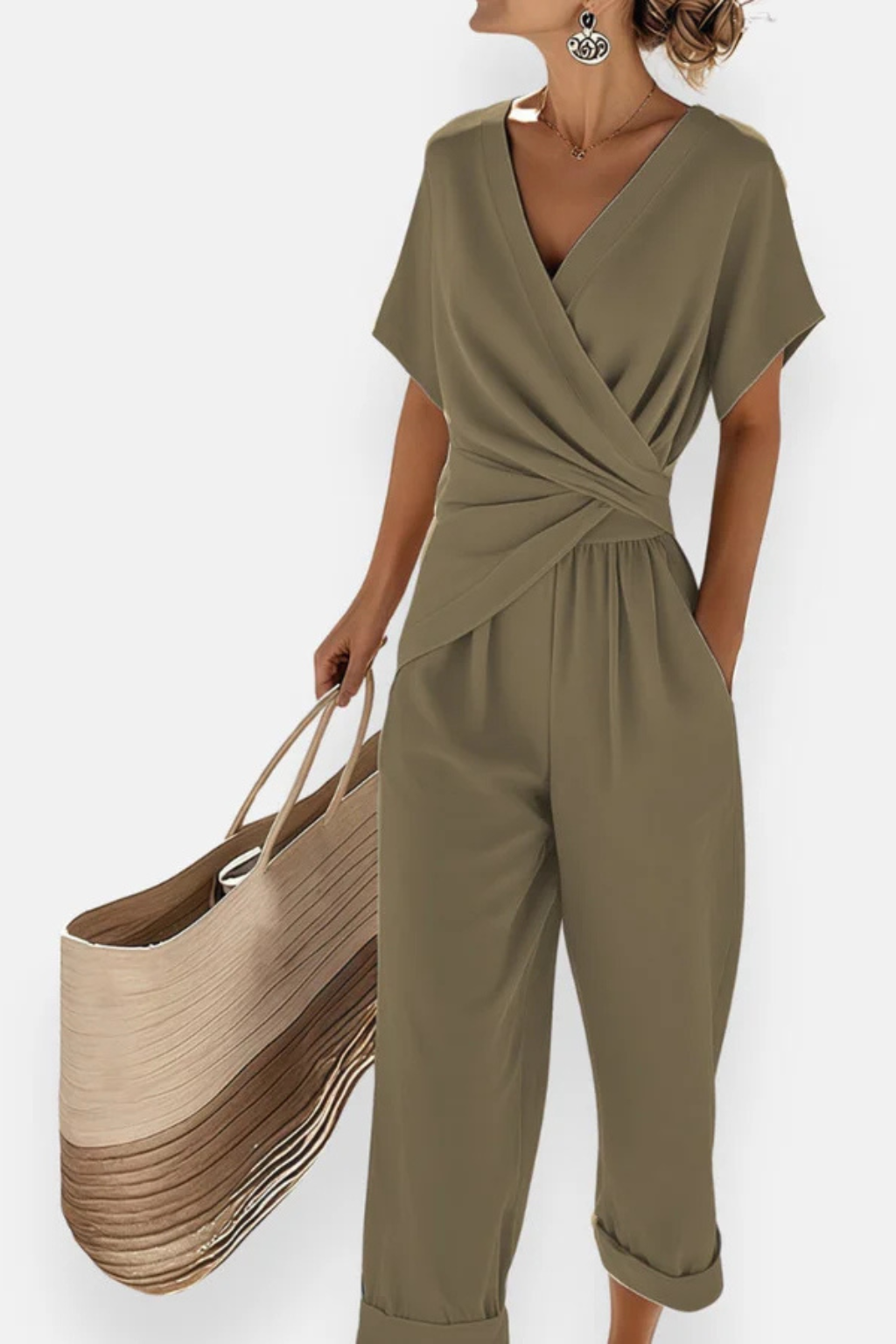 Lucienne Moreau | Dusty Blue Wrap-Front Jumpsuit for Women