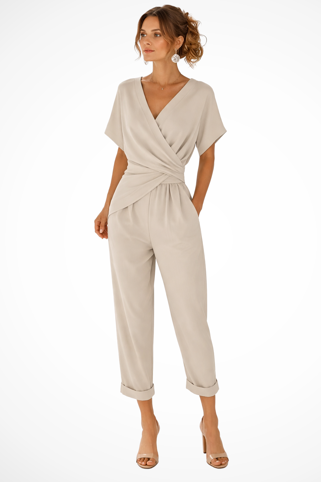 Lucienne Moreau | Dusty Blue Wrap-Front Jumpsuit for Women