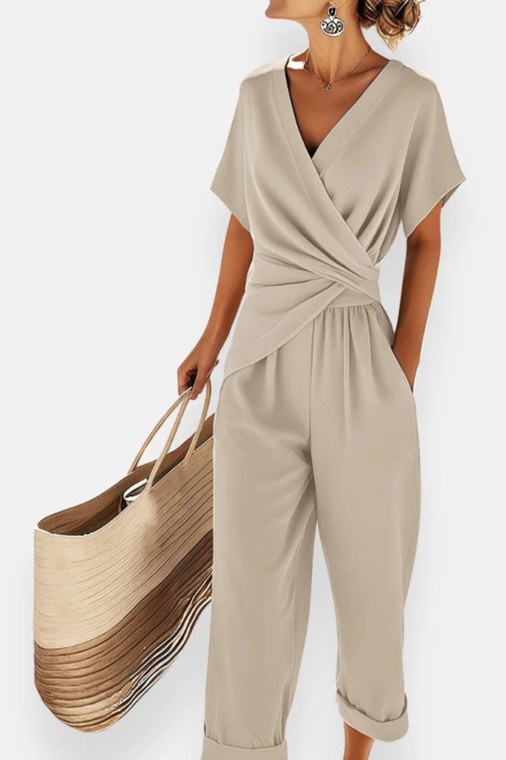 Lucienne Moreau | Dusty Blue Wrap-Front Jumpsuit for Women