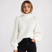 Lydia Campbell | Chunky Knit Turtleneck Sweater in White
