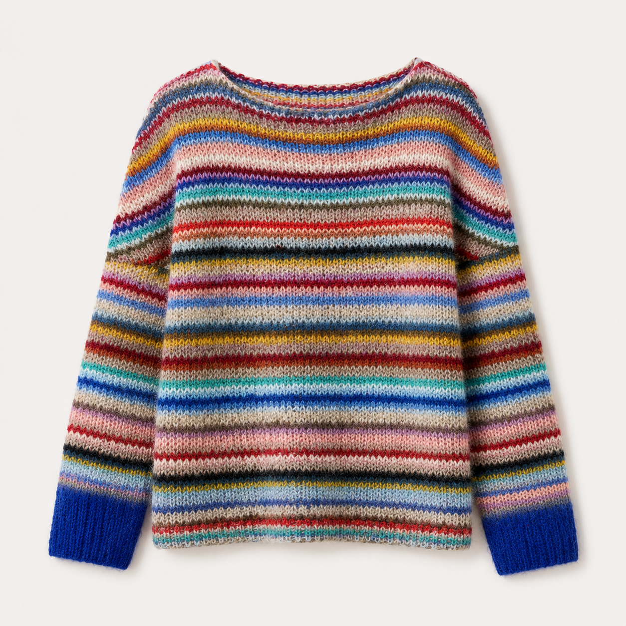 Lydia Campbell | Multicolour Stripe Knit Sweater with Ribbed Cuffs