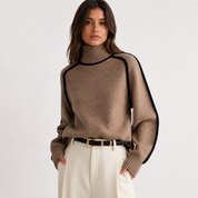 Lydia Campbell | Turtleneck Knit Sweater with Contrast Trim
