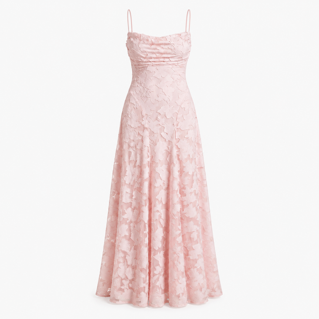 Lydia Pemberton | Blush Pink Floral Textured Maxi Dress