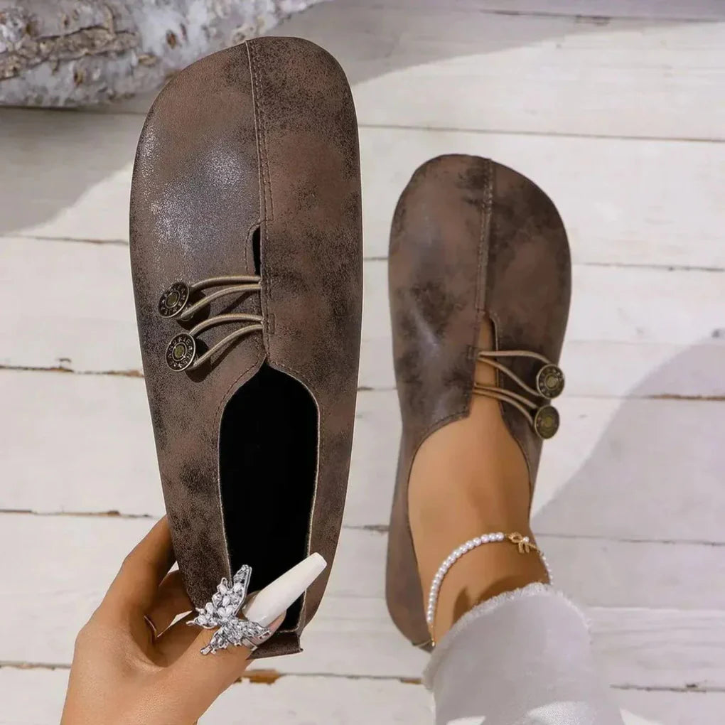 Claudine Morel | Vintage Button Detail Comfort Flats For Women