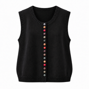 Mabel Atherton | Gilet en maille sans manches avec boutons contrastants