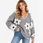 Margot Fenwick | Floral Print Sweater With Side Slits