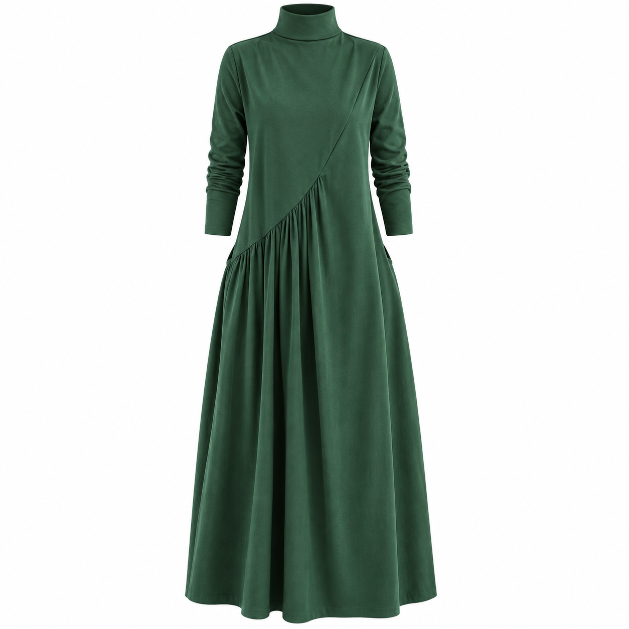 Matilda Prentiss | Green Mock Neck Maxi Dress