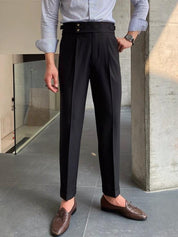 Florian Deschamps | Navy High-Waist Tailored Trousers for Men