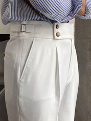 Florian Deschamps | Navy High-Waist Tailored Trousers for Men