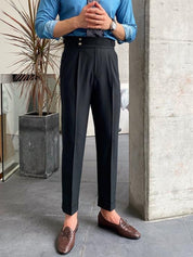 Florian Deschamps | Navy High-Waist Tailored Trousers for Men