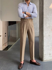 Florian Deschamps | Navy High-Waist Tailored Trousers for Men