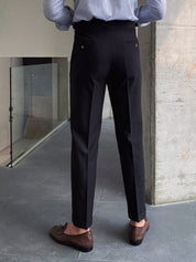 Florian Deschamps | Navy High-Waist Tailored Trousers for Men