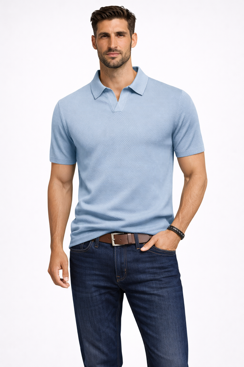 Matteo Bellini | Textured Polo Shirt For Men