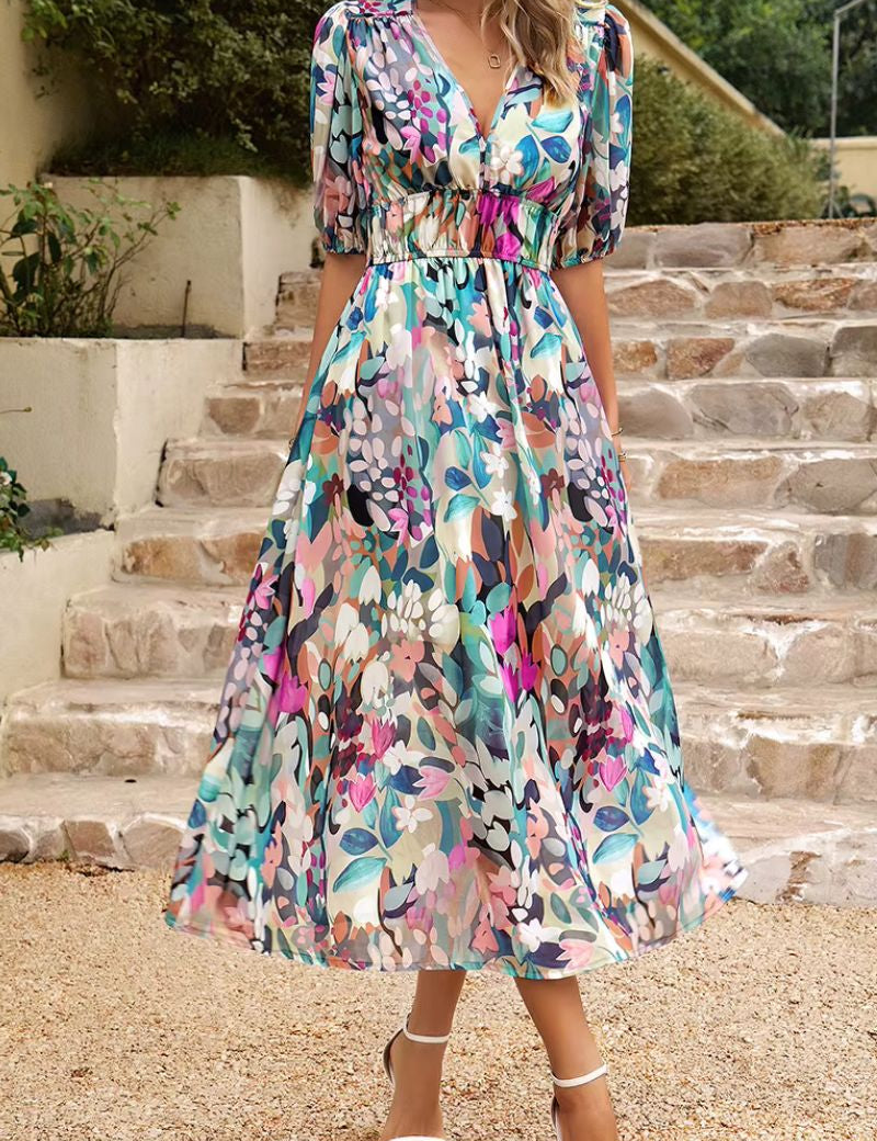 Maxi_Jurk_Dames_met_Print_en_Korte_Pofmouwen_meerkleurig2.jpg