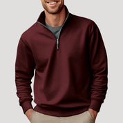 Oliver Bennett | White Quarter-Zip Fleece Sweatshirt for Men