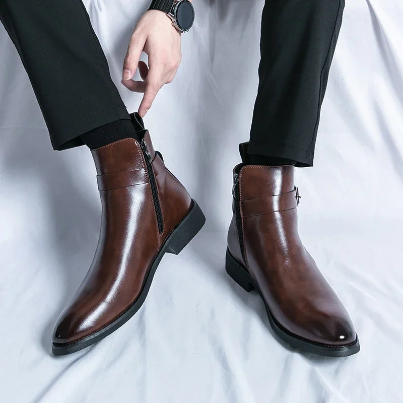 Francesco DeLuca | Leather Buckle Luxe Boots