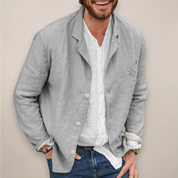 Harriet Woods | Blazer décontracté en lin beige naturel