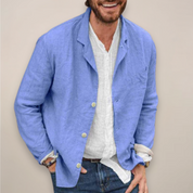 Harriet Woods | Blazer décontracté en lin beige naturel