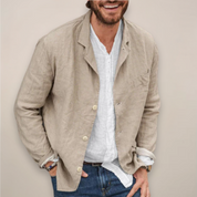 Harriet Woods | Blazer décontracté en lin beige naturel