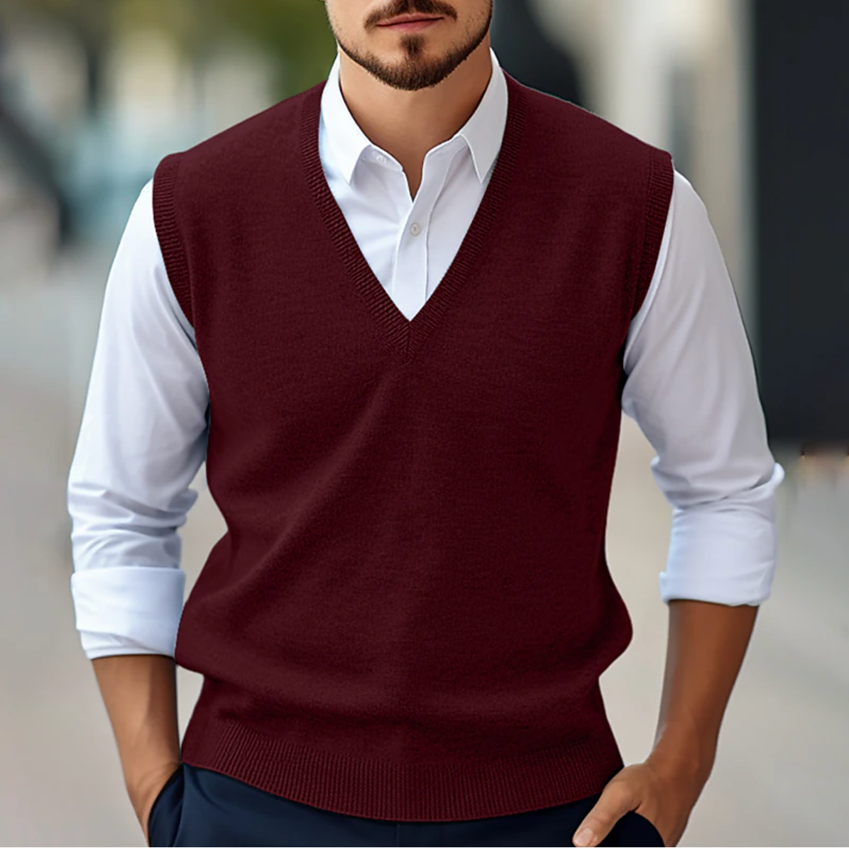Henry Cavendish | Knitted V-Neck Vest For Men