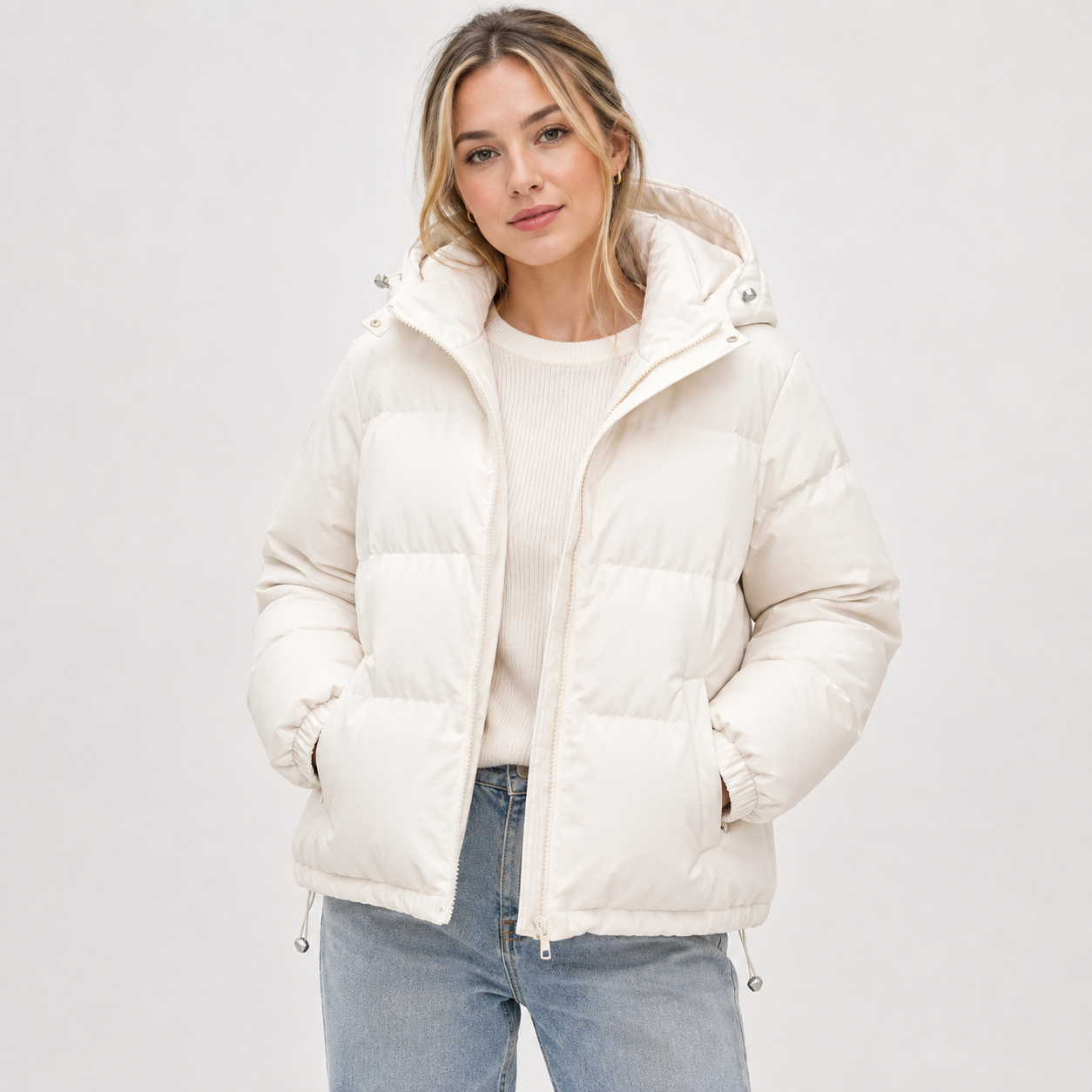 Millicent Turner | Hooded Zip-Front Puffer Jacket