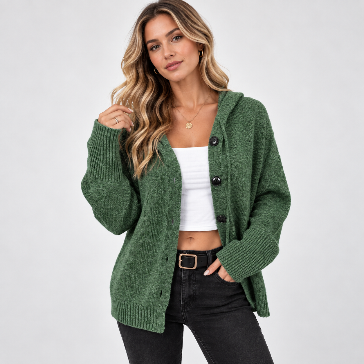 Morag Buchanan | Hooded Ribbed Knit Cardigan